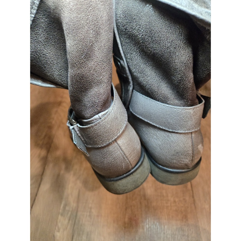 Bare Traps Select Gray Taupe Leather Ankle Boots Faux Fur Lined Womens 8 M - Picture 6 of 8